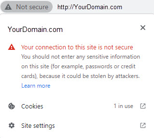 خطای سایت امن نیست (Site is Not Secure)