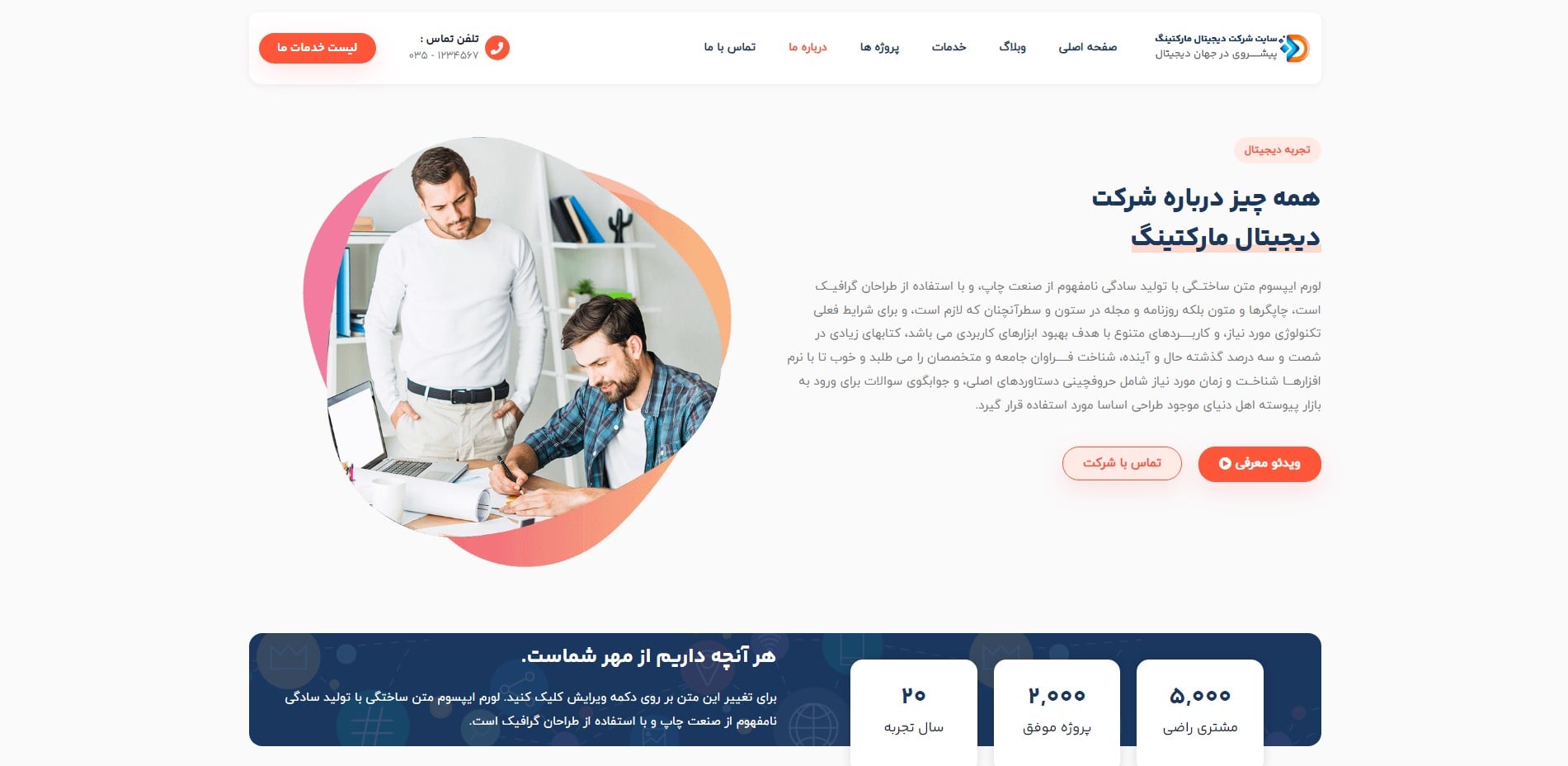 سایت آماده شرکتی دیجیتال مارکتینگ