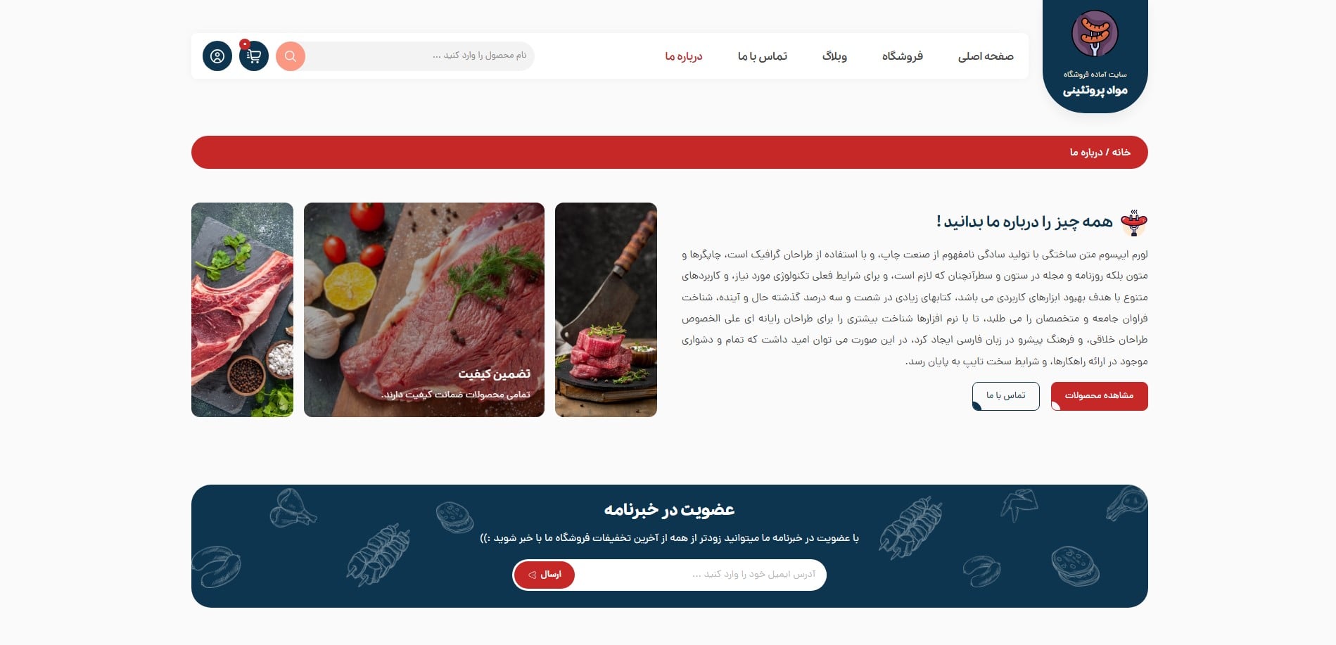 سایت آماده فروشگاه موارد پروتئینی