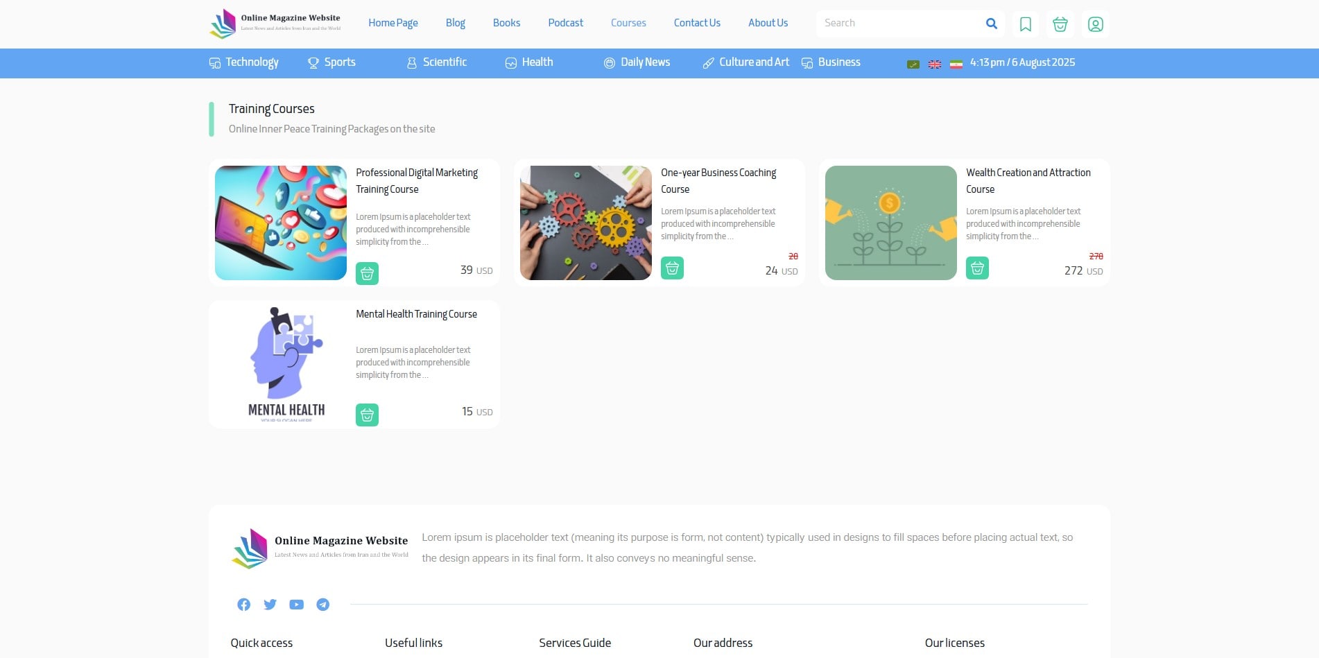 سایت آماده چند زبانه مجله ای