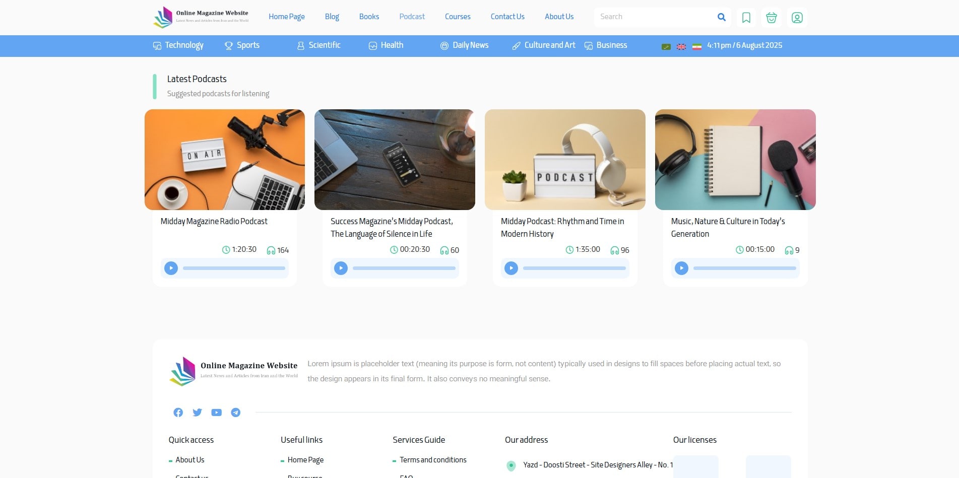 سایت آماده چند زبانه مجله ای