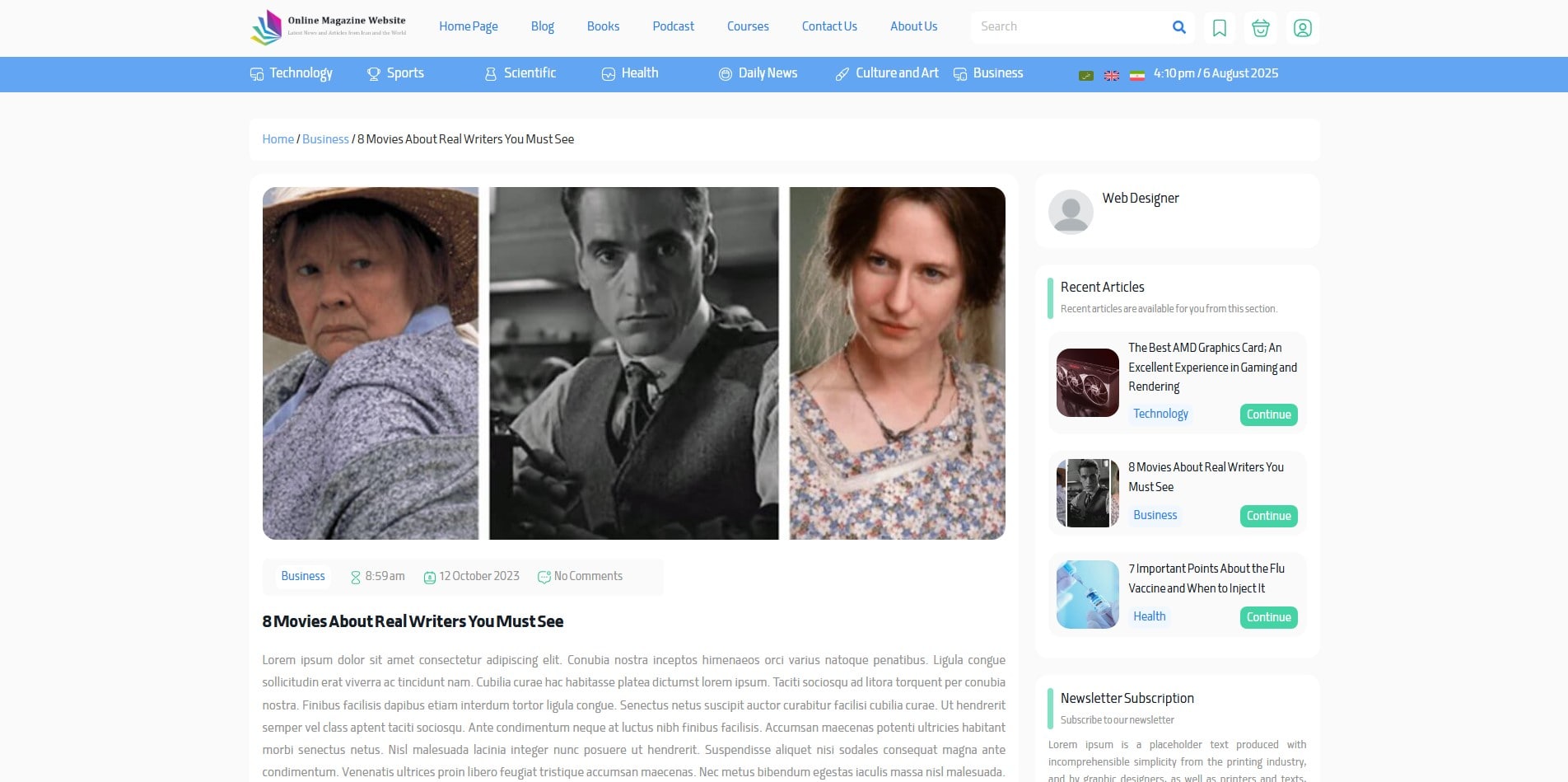 سایت آماده چند زبانه مجله ای