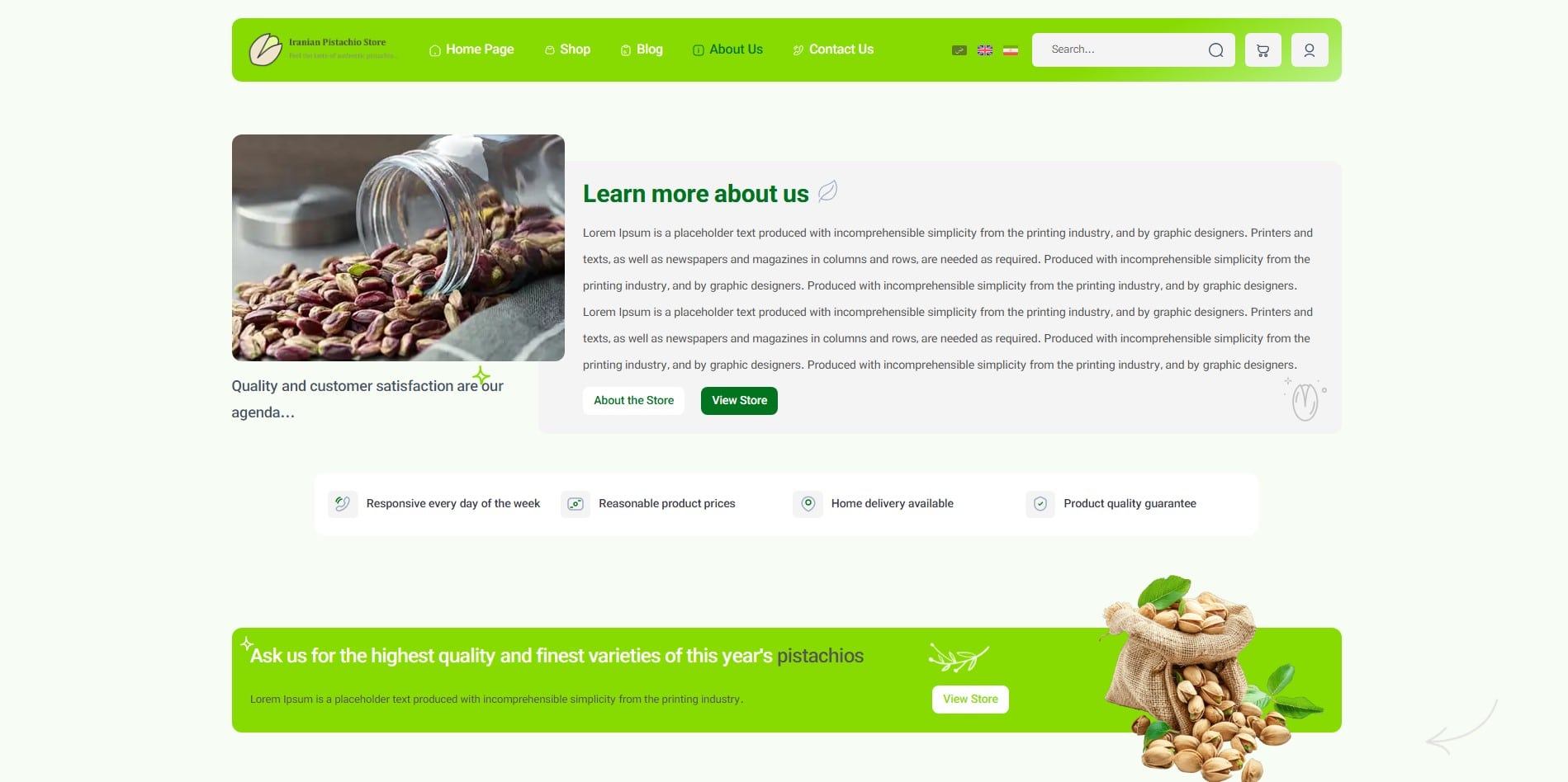 سایت آماده چند زبانه فروشگاه پسته