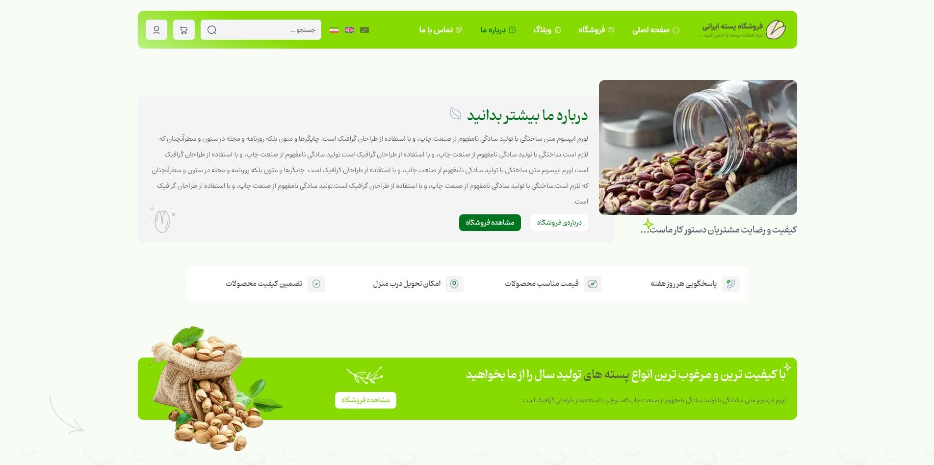 سایت آماده چند زبانه فروشگاه پسته