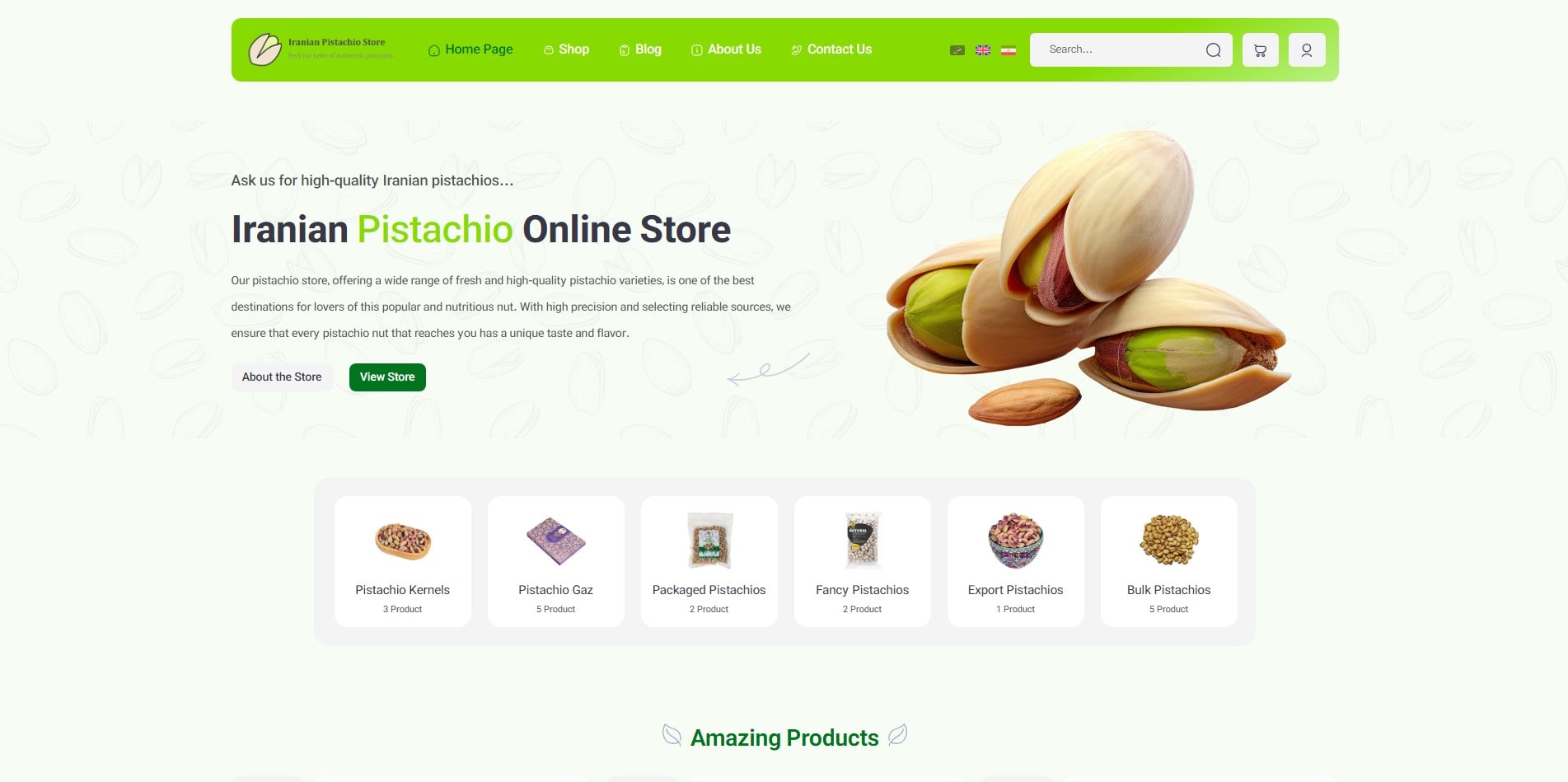 سایت آماده چند زبانه فروشگاه پسته