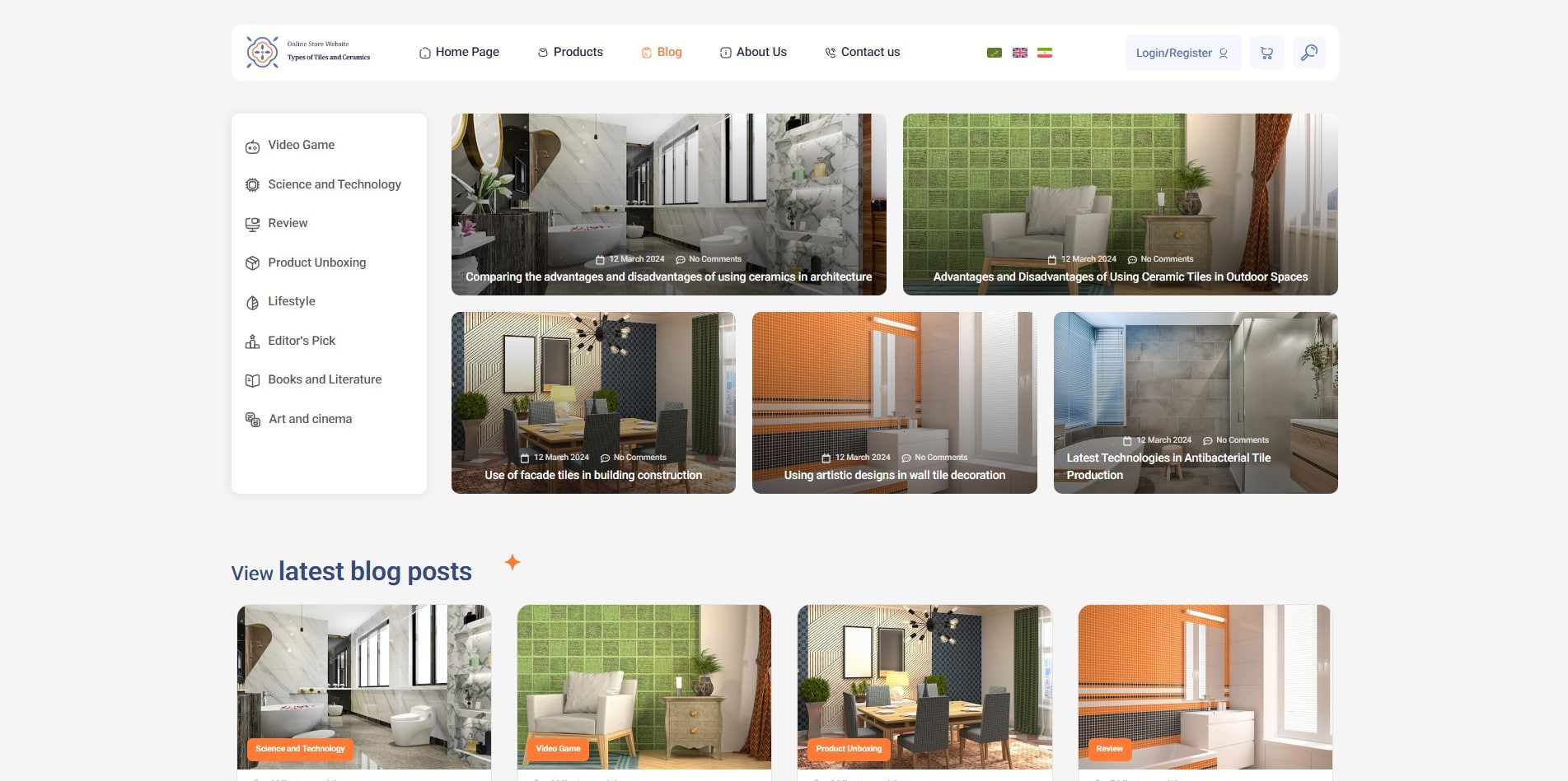 سایت آماده چند زبانه فروشگاه کاشی و سرامیک