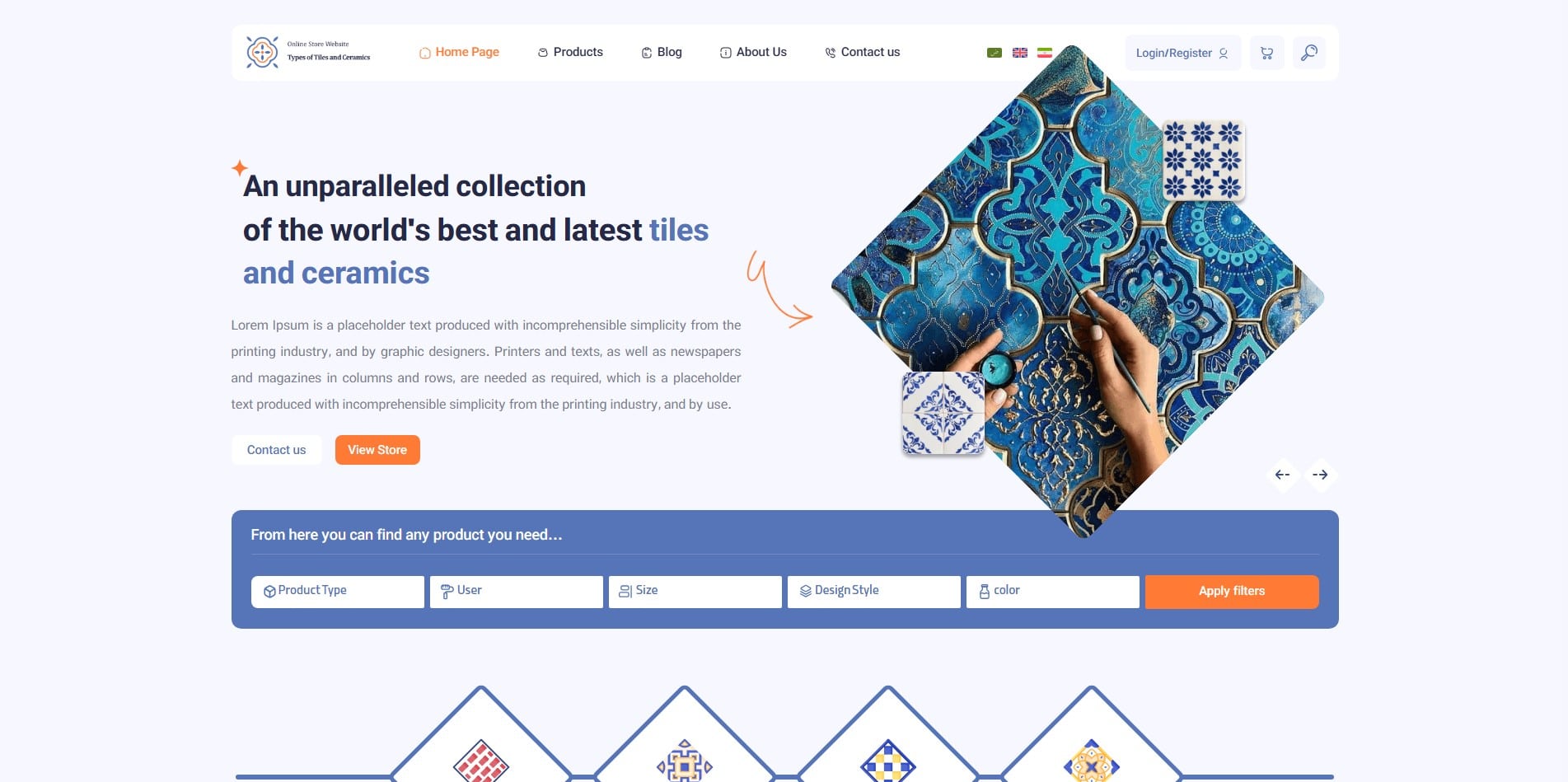 سایت آماده چند زبانه فروشگاه کاشی و سرامیک